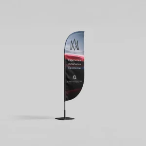 Outdoor promotional flag banner with printed branding