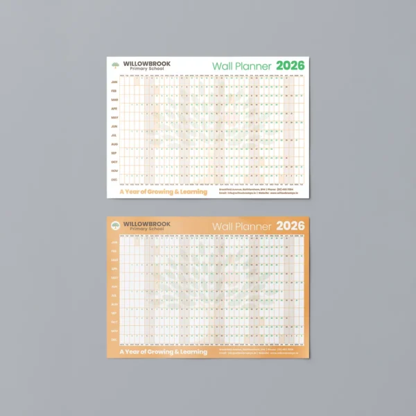 Large format wall planner calendar for office use
