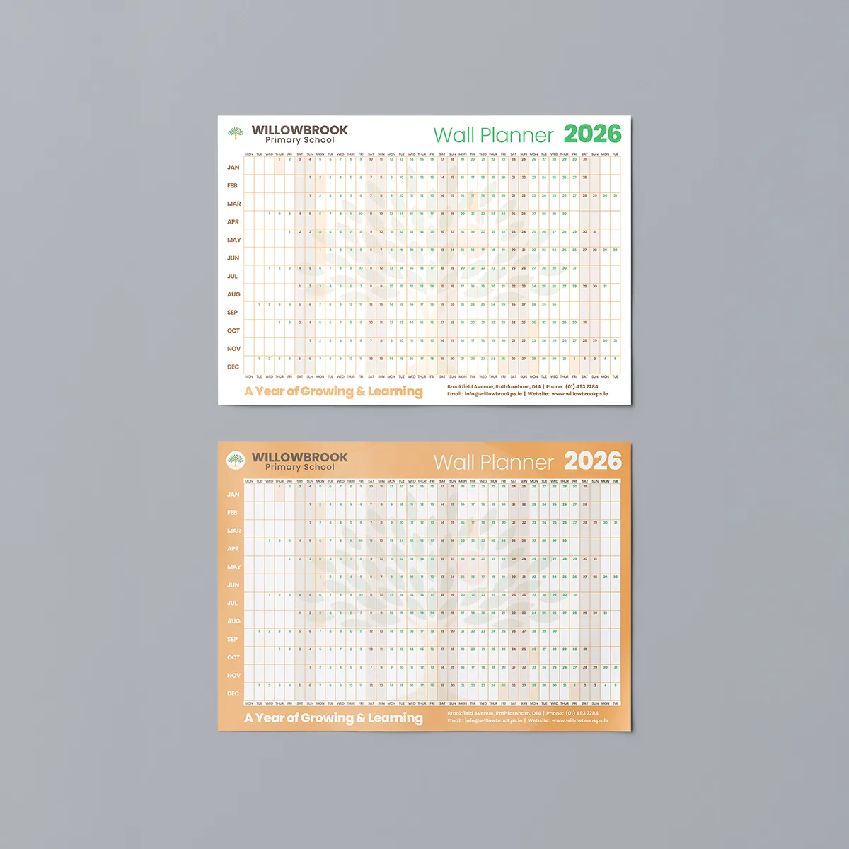 Large format wall planner calendar for office use