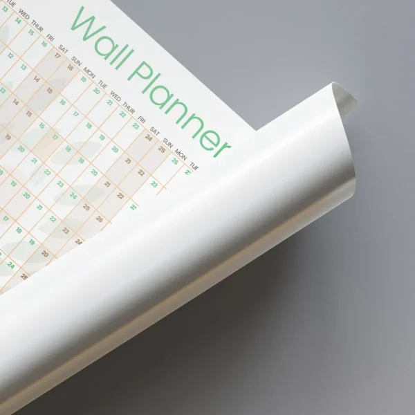 Large format wall planner calendar for office use