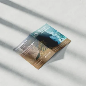 Folded promotional leaflet with custom business design
