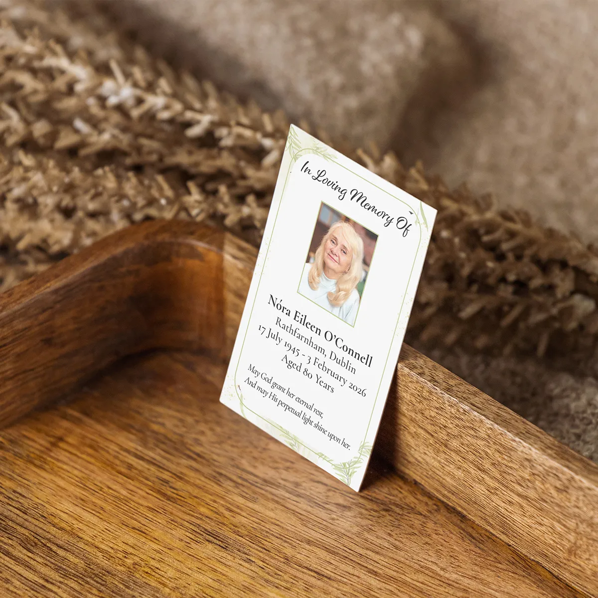Memorial cards and bookmarks with personalised design