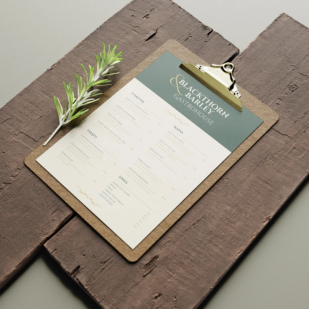 Professionally printed restaurant and café menus
