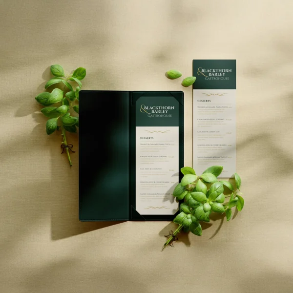 Professionally printed restaurant and café menus