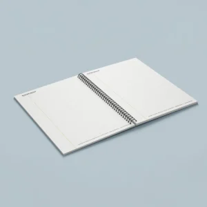 Wire bound notebook with branded cover