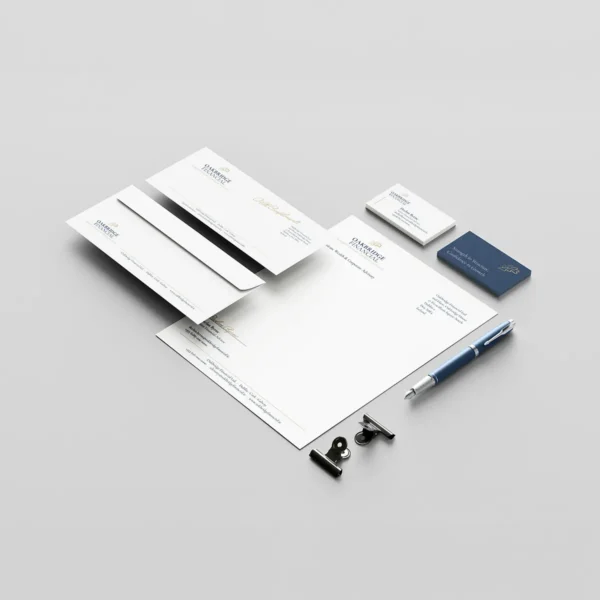 Selection of professionally printed branded business stationery products