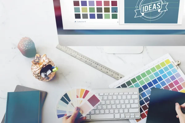 Graphic designer creating branding artwork and marketing materials